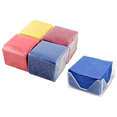 Hostelnovo – 300 unidades servilletas de papel + Servilletero de metacrilato diseño exclusivo Colores surtidos Especial cocktail 10x10cm Hostelnovo – 300 unidades servilletas de papel + Servilletero de metacrilato diseño exclusivo Colores surtidos Especial cocktail 10x10cm