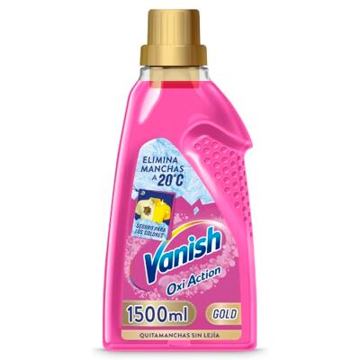 Vanish Oxi Action Gold Quitamanchas multipoder para la ropa, Elimina Olores y Evita Desteñidos, en gel, sin Lejía, 1500ml Vanish Oxi Action Gold Quitamanchas multipoder para la ropa, Elimina Olores y Evita Desteñidos, en gel, sin Lejía, 1500ml
