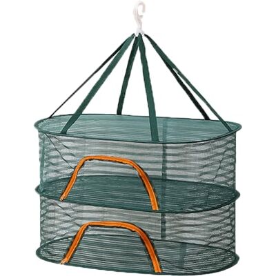 Relaxdays Red Plegable para secar, Red de Secado de 2 Niveles para Hierbas, Frutas, Verduras, para Colgar, Verde/Naranja Relaxdays Red Plegable para secar, Red de Secado de 2 Niveles para Hierbas, Frutas, Verduras, para Colgar, Verde/Naranja