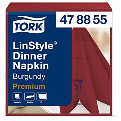 Tork Linstyle Servilleta para cena color burdeos / 1 capa / 12 paquetes x 50 unidades (600 servilletas)/ 39 cm x 39 cm/Premium Tork Linstyle Servilleta para cena color burdeos / 1 capa / 12 paquetes x 50 unidades (600 servilletas)/ 39 cm x 39 cm/Premium