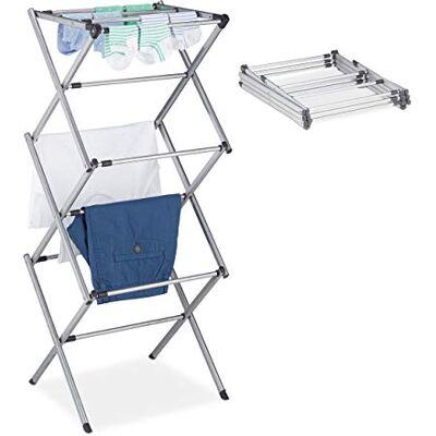 Relaxdays Tendedero Vertical Plegable, Extensible, 11 Barras, 6 Niveles, Secador Ropa, Metal, 1 Ud., 106x38 cm, Gris Relaxdays Tendedero Vertical Plegable, Extensible, 11 Barras, 6 Niveles, Secador Ropa, Metal, 1 Ud., 106x38 cm, Gris
