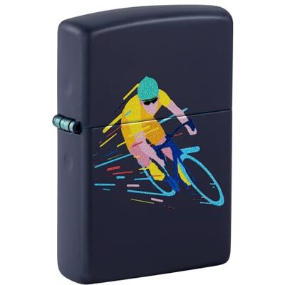 Zippo Encendedor a Prueba de Viento Cyclist, Navy Matte, Color Image (2 Sided) Recargable Reutilizable Diseño a Prueba de Viento Caja Regalo Fabricado en Estados Unidos Zippo Encendedor a Prueba de Viento Cyclist, Navy Matte, Color Image (2 Sided) Recargable Reutilizable Diseño a Prueba de Viento Caja Regalo Fabricado en Estados Unidos