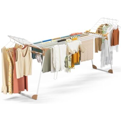 VOUNOT ® Tendedero Telescópico hasta 189cm Soporte Secar Ropa Extensible de Pie Secadora Gran Tendido Tubo Metálico Reforzado Tenderete Ropa Plegable con Porta Calcetines Alas Altas 284x55x122cm Blanco VOUNOT ® Tendedero Telescópico hasta 189cm Soporte Secar Ropa Extensible de Pie Secadora Gran Tendido Tubo Metálico Reforzado Tenderete Ropa Plegable con Porta Calcetines Alas Altas 284x55x122cm Blanco