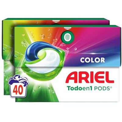 Ariel PODS Todo en 1 Detergente Lavadora Liquido 40 Capsulas/Pastillas, Jabon Extra Cuidado del Color, Mas Color y Brillo, Limpieza Profunda Ariel PODS Todo en 1 Detergente Lavadora Liquido 40 Capsulas/Pastillas, Jabon Extra Cuidado del Color, Mas Color y Brillo, Limpieza Profunda
