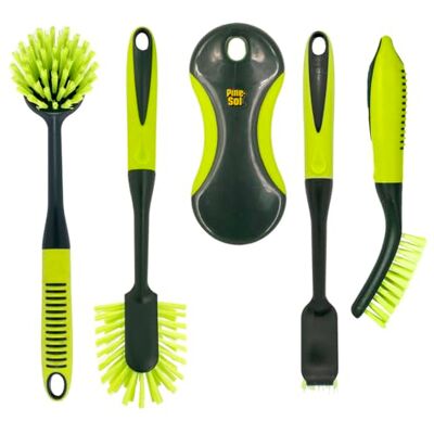 Pine-Sol Cepillo para Fregar, Fibras sintéticas, plástico, Verde, Juego de 5 Piezas Pine-Sol Cepillo para Fregar, Fibras sintéticas, plástico, Verde, Juego de 5 Piezas