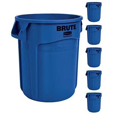 Rubbermaid Commercial Products Brute Cubo de basura resistente, 10 galones, azul (paquete de 6) Rubbermaid Commercial Products Brute Cubo de basura resistente, 10 galones, azul (paquete de 6)