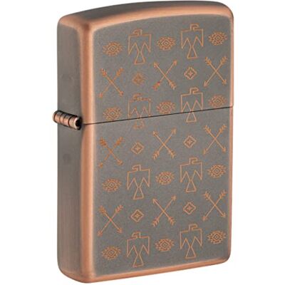 Zippo Indian Pattern Design Mechero rellenable en una Caja de Regalo de halta Calidad, Bronze Indian Pattern Zippo Indian Pattern Design Mechero rellenable en una Caja de Regalo de halta Calidad, Bronze Indian Pattern