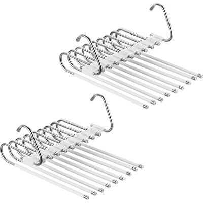 Relaxdays Perchero múltiple para Pantalones, Set de 2, 9 Ganchos Antideslizantes, Ahorra Espacio, Metal, Plateado/Blanco Relaxdays Perchero múltiple para Pantalones, Set de 2, 9 Ganchos Antideslizantes, Ahorra Espacio, Metal, Plateado/Blanco