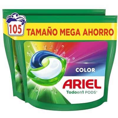 Ariel PODS Todo en 1 Detergente Lavadora Liquido 105 Capsulas/Pastillas, Jabon Extra Cuidado del Color, Mas Color y Brillo, Limpieza Profunda Ariel PODS Todo en 1 Detergente Lavadora Liquido 105 Capsulas/Pastillas, Jabon Extra Cuidado del Color, Mas Color y Brillo, Limpieza Profunda
