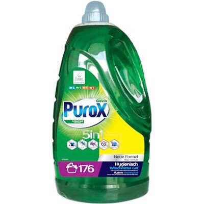 Clovin Purox PUROX UNIVERSAL Detergente Lavadora Líquido Gel (176 Lavados) – para todo tipo de tejidos, elimina manchas, totalmente enjuagable, ecológico, protección antical, 5,3 L Clovin Purox PUROX UNIVERSAL Detergente Lavadora Líquido Gel (176 Lavados) – para todo tipo de tejidos, elimina manchas, totalmente enjuagable, ecológico, protección antical, 5,3 L