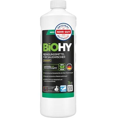 BIOHY Agente de limpieza para limpiaparabrisas de succión (1 botella de 1 litro) Concentrado 1:200 para los aspiradores en húmedo baldosas, PVC, parquet y laminado (Saugwischer) BIOHY Agente de limpieza para limpiaparabrisas de succión (1 botella de 1 litro) Concentrado 1:200 para los aspiradores en húmedo baldosas, PVC, parquet y laminado (Saugwischer)