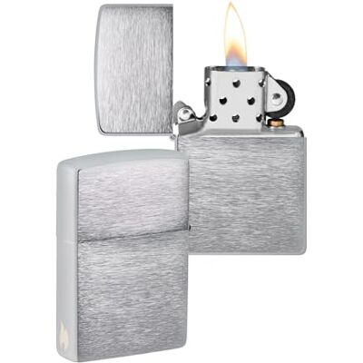 Zippo Encendedor a Prueba de Viento Diseño de Llama Cromo Cepillado Recargable Reutilizable Diseño a Prueba de Viento Caja de Regalo Hecho en EEUU Exclusivo en Amazon Zippo Encendedor a Prueba de Viento Diseño de Llama Cromo Cepillado Recargable Reutilizable Diseño a Prueba de Viento Caja de Regalo Hecho en EEUU Exclusivo en Amazon