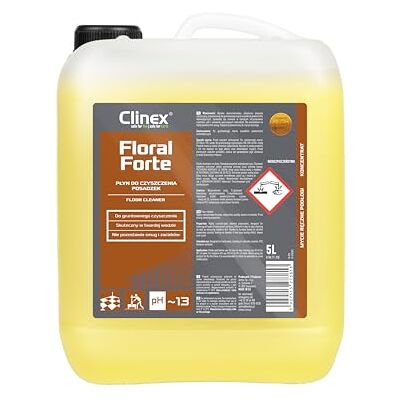 Clinex nanochem CLINEX Floral Forte, limpiador de suelos, altamente concentrado, alcalino, se evapora rápidamente, sin rayas, lavado a mano, para el hogar, para la oficina, 5l Clinex nanochem CLINEX Floral Forte, limpiador de suelos, altamente concentrado, alcalino, se evapora rápidamente, sin rayas, lavado a mano, para el hogar, para la oficina, 5l
