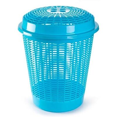 AC Cesto redondo para ropa sucia con tapa Pongotodo de plástico Cubo para colada Diseño a Rayas Fabricado en España (Azul Claro 50 litros 57,5 x 45,7 cm) AC Cesto redondo para ropa sucia con tapa Pongotodo de plástico Cubo para colada Diseño a Rayas Fabricado en España (Azul Claro 50 litros 57,5 x 45,7 cm)