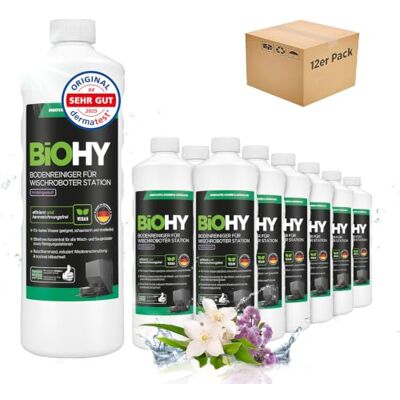 BIOHY Limpiador de suelos para robot limpiador estación con aroma primaveral (12 x 1 litro) Detergente concentrado para todos los robots limpiadores y aspiradores con función húmeda Brazo de BIOHY Limpiador de suelos para robot limpiador estación con aroma primaveral (12 x 1 litro) Detergente concentrado para todos los robots limpiadores y aspiradores con función húmeda Brazo de