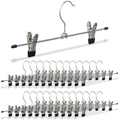 Relaxdays Perchas para Pantalones y Faldas, Pack de 25, Colgadores de Metal con 2 Pinzas, 11,5 x 35 x 2 cm, Plateado Relaxdays Perchas para Pantalones y Faldas, Pack de 25, Colgadores de Metal con 2 Pinzas, 11,5 x 35 x 2 cm, Plateado