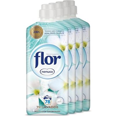 Flor Suavizante para la ropa concentrado, aroma nenuco, 78 dosis pack de 4, 1404ml x4 Flor Suavizante para la ropa concentrado, aroma nenuco, 78 dosis pack de 4, 1404ml x4