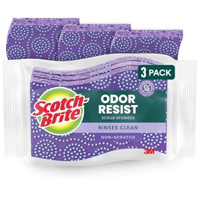 Scotch-Brite Scrub Dots Esponja antiarañazos, 3 esponjas para Fregar Scotch-Brite Scrub Dots Esponja antiarañazos, 3 esponjas para Fregar
