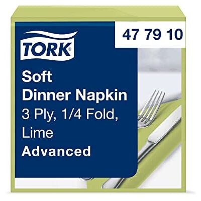 Tork Soft Dinner Servilleta para cena extrasuave / 3 capas/color verde lima / 12 paquetes x 100 unidades (1200 servilletas) / 39 cm x 39 cm/Advanced Tork Soft Dinner Servilleta para cena extrasuave / 3 capas/color verde lima / 12 paquetes x 100 unidades (1200 servilletas) / 39 cm x 39 cm/Advanced