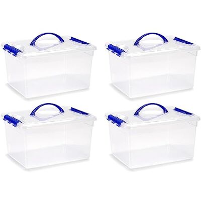 AC Pk de 4 Cajas de Almenamiento con Asa Fabricado en plástico Contenedor para almenar Libros, Ropa, Mantas N.º 9-18 x 34 x 27 cm 12 litros AC Pk de 4 Cajas de Almenamiento con Asa Fabricado en plástico Contenedor para almenar Libros, Ropa, Mantas N.º 9-18 x 34 x 27 cm 12 litros