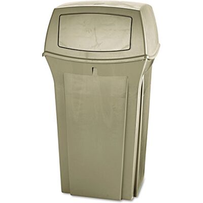 Rubbermaid Commercial Products Ranger FG843088 Cubo de basura con tapa de dos aberturas, capacidad de 132.5 l, beige Rubbermaid Commercial Products Ranger FG843088 Cubo de basura con tapa de dos aberturas, capacidad de 132.5 l, beige