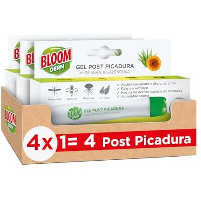 Bloom Derm Gel Post Picadura Con Aloe Vera (pack de 3 x 10 ml), gel que alivia de manera rápida y eficaz el escozor por las picaduras de insectos Bloom Derm Gel Post Picadura Con Aloe Vera (pack de 3 x 10 ml), gel que alivia de manera rápida y eficaz el escozor por las picaduras de insectos