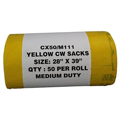 Hanfare Bolsa de basura (50 unidades, 90 L/5 kg), color amarillo Hanfare Bolsa de basura (50 unidades, 90 L/5 kg), color amarillo
