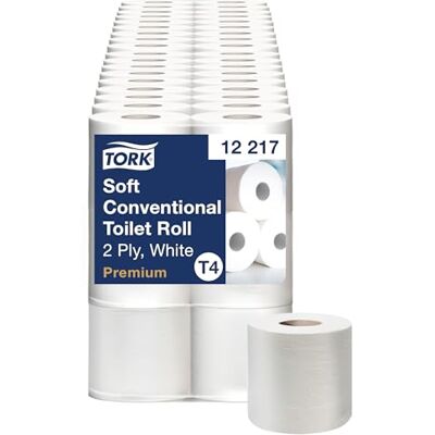 Tork Rollo de Papel Higiénico Convencional Suave Blanco T4, Premium, 2 capas, 72 x 198 hojas, Tork Rollo de Papel Higiénico Convencional Suave Blanco T4, Premium, 2 capas, 72 x 198 hojas,
