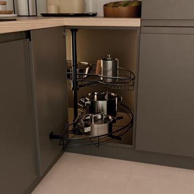 Menage Confort Kit de 2 bandejas giratorias 180º de Rejilla para Mueble de Cocina rinconero Mueble esquinero de Cocina Ancho Puerta 500mm / Alto Producto 630-730mm, Acero Antracita Menage Confort Kit de 2 bandejas giratorias 180º de Rejilla para Mueble de Cocina rinconero Mueble esquinero de Cocina Ancho Puerta 500mm / Alto Producto 630-730mm, Acero Antracita