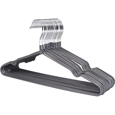 1ABOVE 25 Perchas de Metal con Revestimiento de Goma, Resistentes, ahorran Espacio, Perchas para armarios, percheros, rieles Delgados y Antideslizantes, cromados (Gris) 1ABOVE 25 Perchas de Metal con Revestimiento de Goma, Resistentes, ahorran Espacio, Perchas para armarios, percheros, rieles Delgados y Antideslizantes, cromados (Gris)