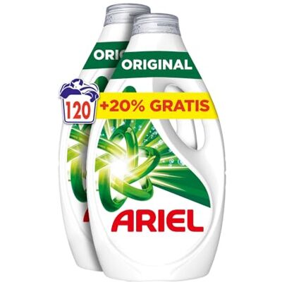 Ariel Detergente Lavadora Liquido 120 Lavados, Original, Jabon Limpieza Mejorada en Ciclos Mas Frios con la Exclusiva Tecnologia de limpieza en Frio Ariel Detergente Lavadora Liquido 120 Lavados, Original, Jabon Limpieza Mejorada en Ciclos Mas Frios con la Exclusiva Tecnologia de limpieza en Frio
