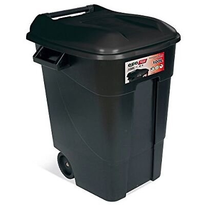 Tayg Cubos de Basura Sin Pedal 100L, Negro – Alta Resistencia, Fácil Transporte con Ruedas y Asa, Uso Profesional para Basura Reciclaje en Cocina industrial o Exteriores. 600 x 568 x 770 mm Tayg Cubos de Basura Sin Pedal 100L, Negro – Alta Resistencia, Fácil Transporte con Ruedas y Asa, Uso Profesional para Basura Reciclaje en Cocina industrial o Exteriores. 600 x 568 x 770 mm