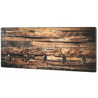 HAKU Perchero de pared con motivo de MDF marrón y metal color bronce, 5 ganchos color bronce, Medidas: An 60 x Al 25 x Pr 8 cm, Estilo: moderno HAKU Perchero de pared con motivo de MDF marrón y metal color bronce, 5 ganchos color bronce, Medidas: An 60 x Al 25 x Pr 8 cm, Estilo: moderno