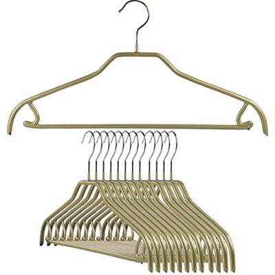 MAWA by Reston Lloyd Silhouette Series Percha Antideslizante para Ahorrar Espacio con Barra y Gancho para Pantalones y Faldas, Estilo 41/FRS, Juego de 12, Color Dorado MAWA by Reston Lloyd Silhouette Series Percha Antideslizante para Ahorrar Espacio con Barra y Gancho para Pantalones y Faldas, Estilo 41/FRS, Juego de 12, Color Dorado