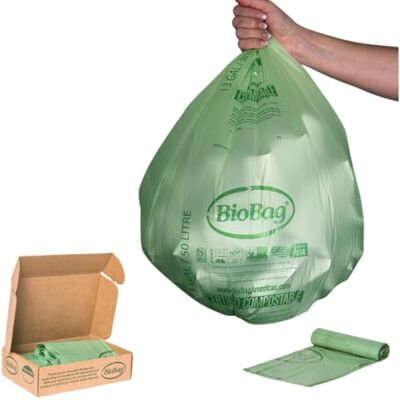 BioBag , The Original Bolsa compostable, bolsas de restos de alimentos de cocina, certificadas ASTMD6400, bolsas 100% compostables, biodegradables Products Institute y VINCOTTE OK Home, sin OMG, 13 BioBag , The Original Bolsa compostable, bolsas de restos de alimentos de cocina, certificadas ASTMD6400, bolsas 100% compostables, biodegradables Products Institute y VINCOTTE OK Home, sin OMG, 13