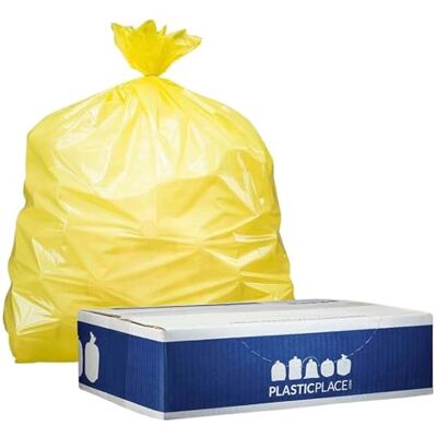 Plasticplace Bolsas de basura amarillas, 31-33 galones 100 / caja de 1.5 mil Plasticplace Bolsas de basura amarillas, 31-33 galones 100 / caja de 1.5 mil