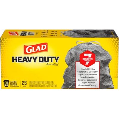 Glad Dual Defense bolsas de basura grandes con cordón – 30 galones – 25 unidades Glad Dual Defense bolsas de basura grandes con cordón – 30 galones – 25 unidades