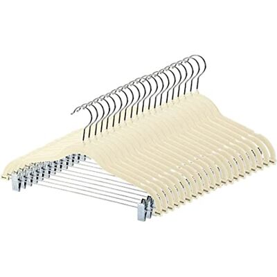 MANZOO Perchas de Terciopelo para Pantalones y Faldas, con Clips, Perchas para Pantalones con Clips, Perchas para Faldas, Paquete de 20, Color Beige MANZOO Perchas de Terciopelo para Pantalones y Faldas, con Clips, Perchas para Pantalones con Clips, Perchas para Faldas, Paquete de 20, Color Beige