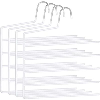 Relaxdays Perchas para Pantalones, Set de 4 con 5 Varillas Antideslizantes, Ahorra Espacio, 35x32 cm, Blancas Relaxdays Perchas para Pantalones, Set de 4 con 5 Varillas Antideslizantes, Ahorra Espacio, 35x32 cm, Blancas
