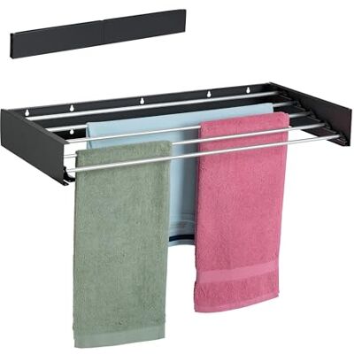 Relaxdays Tendedero de Pared, Plegable, 15x80x40 cm, Interior, y Exterior Tenderete Ahorra Espacio, Secador Ropa, Negro Relaxdays Tendedero de Pared, Plegable, 15x80x40 cm, Interior, y Exterior Tenderete Ahorra Espacio, Secador Ropa, Negro