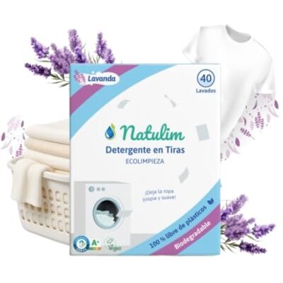 Natulim Detergente en Tiras para avadora 40 avados (avanda) Incuye Suavizante, Ecoógico, Hipoaergénico, Made In Spain Ropa impia y Suave sin ensuciar e Paneta Natulim Detergente en Tiras para avadora 40 avados (avanda) Incuye Suavizante, Ecoógico, Hipoaergénico, Made In Spain Ropa impia y Suave sin ensuciar e Paneta