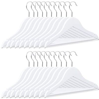 Relaxdays Pack de Perchas Infantiles, Madera, Blanco, 18 x 30,5 x 0,5 cm, 20 Unidades Relaxdays Pack de Perchas Infantiles, Madera, Blanco, 18 x 30,5 x 0,5 cm, 20 Unidades