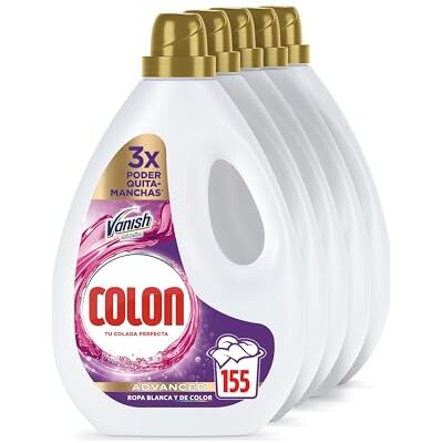 Colon Vanish Advanced Detergente para lavadora con quitamanchas, adecuado para Ropa Blanca y de Color, Formato Gel Pack de 5, 1.395 l Paquete de 5, 155 Dosis Colon Vanish Advanced Detergente para lavadora con quitamanchas, adecuado para Ropa Blanca y de Color, Formato Gel Pack de 5, 1.395 l Paquete de 5, 155 Dosis