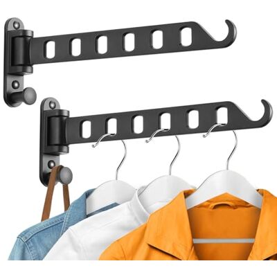 SKIKEN Colgador de Ropa montado en la Pared con Brazo oscilante, Estante de Secado de lavandería, Gancho de Valet oscilante, rotación de 180°, Colgante Resistente, Aluminio sólido (Paquete de 2, SKIKEN Colgador de Ropa montado en la Pared con Brazo oscilante, Estante de Secado de lavandería, Gancho de Valet oscilante, rotación de 180°, Colgante Resistente, Aluminio sólido (Paquete de 2,