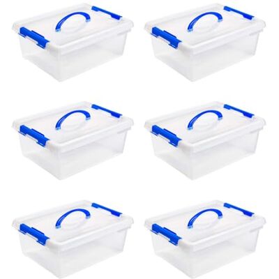 AC Pk de 6 Cajas de Almenamiento con Asa Fabricado en plástico Contenedor para almenar Libros, Ropa, Mantas N.º 30-13,5 x 37,4 x 28,8 cm 9 litros AC Pk de 6 Cajas de Almenamiento con Asa Fabricado en plástico Contenedor para almenar Libros, Ropa, Mantas N.º 30-13,5 x 37,4 x 28,8 cm 9 litros