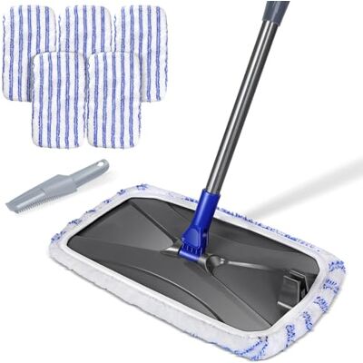 MASTERTOP Fregona de Limpieza Grande Mopa Plana de Microfibra 42 x 23 cm Trapeador Giratorio con Palo Largo 127CM para Limpiar Piso de Madera Baldosas Mármol MASTERTOP Fregona de Limpieza Grande Mopa Plana de Microfibra 42 x 23 cm Trapeador Giratorio con Palo Largo 127CM para Limpiar Piso de Madera Baldosas Mármol