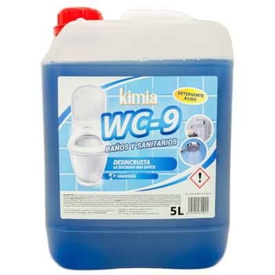 KIMIA Desincrustante WC-9 5L para Baños y Sanitarios Desincrustante Ácido Limpieza Multiusos Potente Limpiador Limpieza de WC, Grifos y Pasamanos Uso Doméstico e Industrial KIMIA Desincrustante WC-9 5L para Baños y Sanitarios Desincrustante Ácido Limpieza Multiusos Potente Limpiador Limpieza de WC, Grifos y Pasamanos Uso Doméstico e Industrial