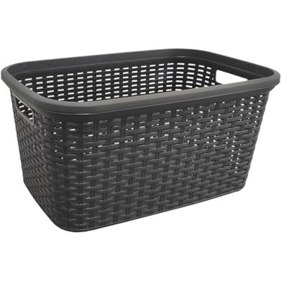 AC Cesta Colada Rectangular de plástico Fabricado en España Capidad de 35 litros Estilo Mimbre 53,5 x 36 x 26,5 cm Color Gris Antrita AC Cesta Colada Rectangular de plástico Fabricado en España Capidad de 35 litros Estilo Mimbre 53,5 x 36 x 26,5 cm Color Gris Antrita