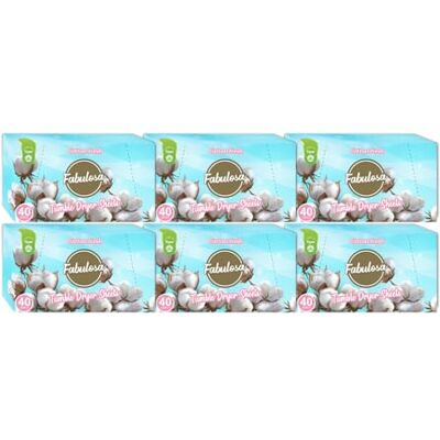 Fabulosa Toallitas Perfumadas para Secadora, Enriquecedor de Fragancias de Ropa, Aroma de lavado reforzado y más duradero, adecuado para todas las telas, 240 toallitas, paquete de 6, algodón fresco Fabulosa Toallitas Perfumadas para Secadora, Enriquecedor de Fragancias de Ropa, Aroma de lavado reforzado y más duradero, adecuado para todas las telas, 240 toallitas, paquete de 6, algodón fresco