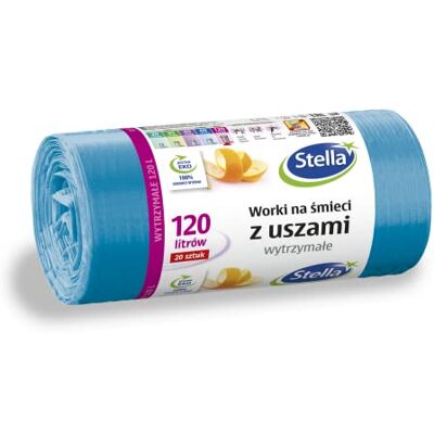 Stella pack STELLA Bolsas de basura con asas (120 L, 20 unidades), color azul Stella pack STELLA Bolsas de basura con asas (120 L, 20 unidades), color azul